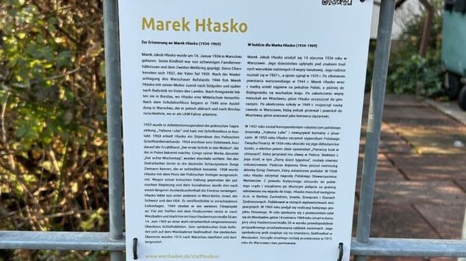 Wiesbaden bringt Gedenktafel für Marek Hłasko an